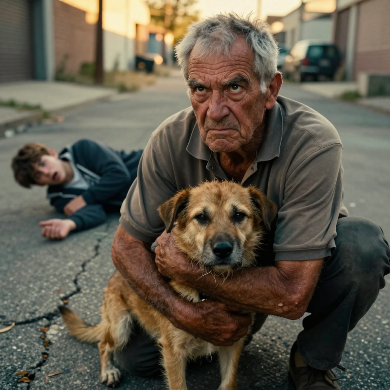 THEY LAUGHED AS THE FUSE HISSED INCHES FROM THE SHIVERING DOG, BUT WHEN THE SILENT OLD MAN FROM APARTMENT 4B SLAMMED THE RINGLEADER INTO THE DIRT AND SHIELDED THE ANIMAL WITH HIS OWN SCARRED BODY, THE LAUGHTER DIED IN THEIR THROATS. I STOOD FROZEN, WATCHING A RETIRED K9 HANDLER TEACH A BRUTAL LESSON ABOUT LOYALTY THAT NO ONE IN OUR NEIGHBORHOOD WOULD EVER FORGET.