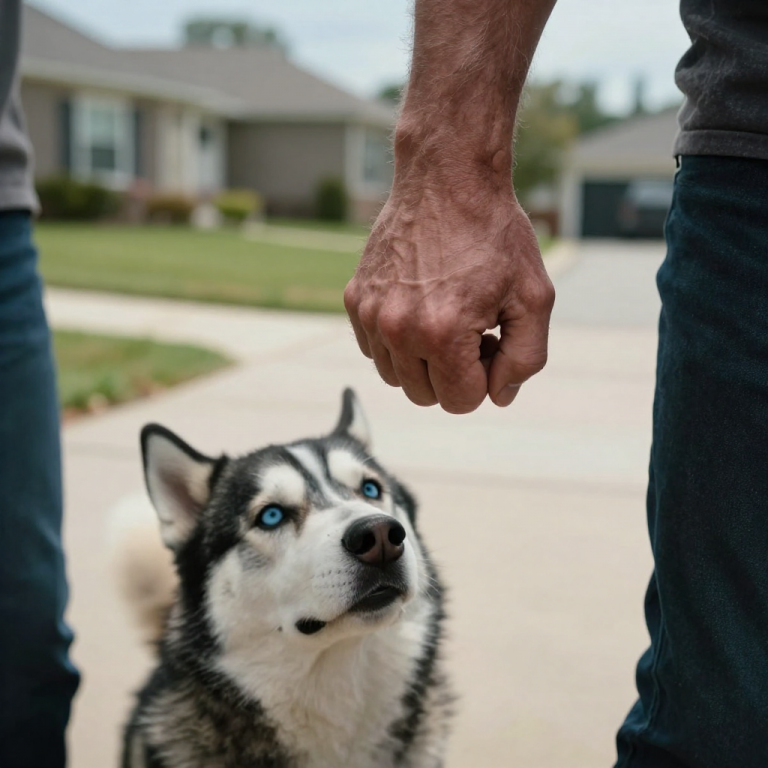 HE RAISED HIS HAND TO BREAK THE HUSKY’S SPIRIT, THINKING HIS WEALTH MADE HIM UNTOUCHABLE, BUT HE DIDN’T KNOW I WAS WATCHING. I caught his wrist mid-air, feeling the vibration of his rage, and whispered the words that would finally end his reign of terror: ‘Touch him again, and you’ll see what a real fight looks like.’