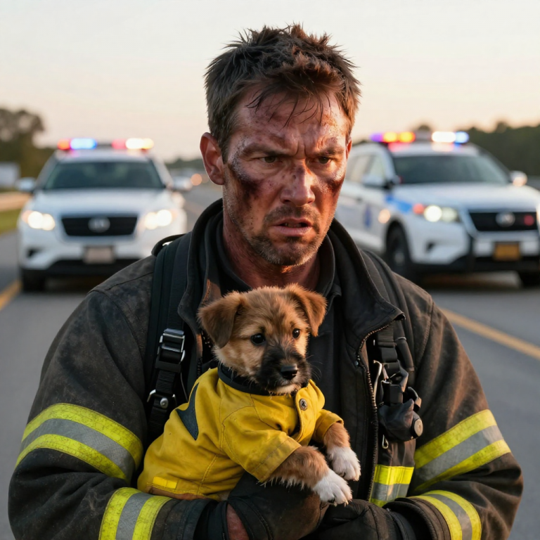 SHE THREW HER PUPPY ONTO THE BURNING ASPHALT TO SAVE HER LEATHER SEATS, BUT SHE DIDN’T SEE MY FIRE TRUCK IN THE REARVIEW MIRROR.