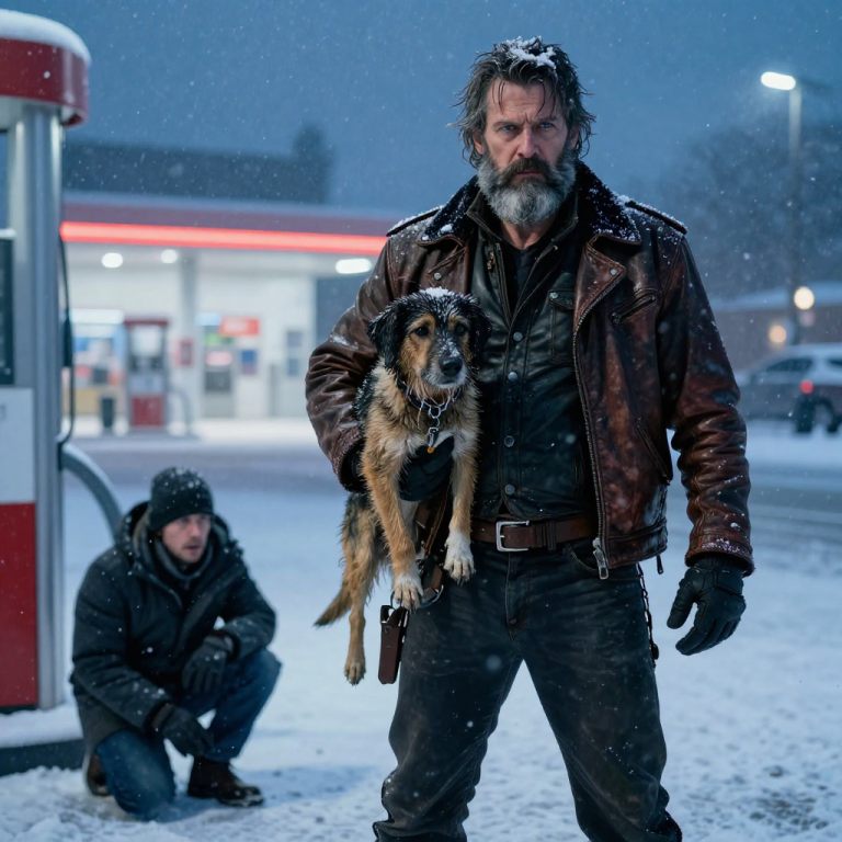 HE LAUGHED WHILE POURING ICE WATER ON A SHIVERING DOG FOR A SICK JOKE, NOT REALIZING AN ENTIRE MOTORCYCLE CLUB HAD PULLED UP BEHIND HIM. The freezing wind carried the sound of the poor creature’s whimper, but the man didn’t stop recording until the ground beneath him shook with the roar of thirty engines, and he turned to face a wall of leather and unforgiving eyes that promised him he had just made the last mistake of his life.