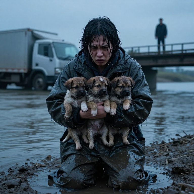 I WATCHED A MONSTER THROW A HEAVY WOODEN CRATE INTO THE FREEZING RIVER, AND WHEN I SAW IT SINK, I DIDN’T JUST SCREAM—I JUMPED. The icy water stopped my heart, but as I dragged myself onto the mud holding three shivering lives against my chest, I looked up at the man watching from the bridge and knew I was about to destroy his entire world.