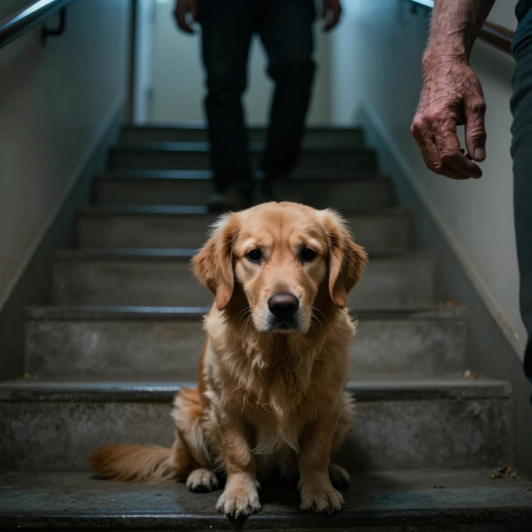 HE LAUGHED AS MY GOLDEN RETRIEVER TUMBLED DOWN THE CONCRETE STAIRS, CURSING AT THE POOR ANIMAL FOR SIMPLY EXISTING IN HIS PATH, BUT HE DIDN’T REALIZE THE QUIET MAN WATCHING FROM THE SHADOWS WAS A RETIRED UNDERCOVER AGENT WAITING FOR A REASON TO ACT. WHEN THE SILENCE BROKE, IT WASN’T WITH A SCREAM, BUT WITH THE TERRIFYING SOUND OF JUSTICE FINALLY CATCHING UP TO A BULLY WHO THOUGHT HE WAS UNTOUCHABLE.