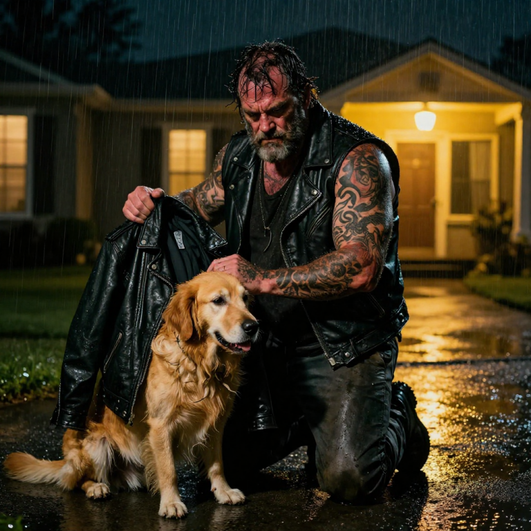 I WATCHED HELPLESSLY AS MY NEIGHBOR DRAGGED HIS SHIVERING DOG INTO THE FREEZING SLEET AND BOLTED THE DOOR SHUT, LAUGHING AS THE POOR CREATURE SCRATCHED AT THE WOOD, BUT THE SILENCE WAS SHATTERED WHEN A SCARRED STRANGER ON A HARLEY PULLED UP TO THE CURB AND DECIDED THAT TONIGHT, NO ONE WAS GOING TO SLEEP UNTIL JUSTICE WAS SERVED.