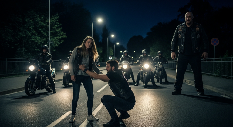 Eine Flasche fiel plötzlich neben mir zu Boden, um 22:48 Uhr, jemand packte meinen Arm fest, doch als die Motoren näher kamen, ließ er mich sofort los und trat einen Schritt zurück, ich dachte, er hätte Angst, aber dann bemerkte ich, dass er nicht mich ansah… sondern jemanden hinter mir.