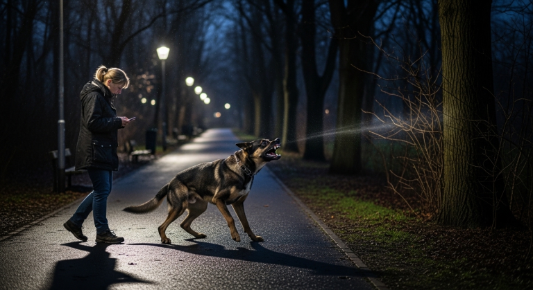Ein Labrador rannte plötzlich auf mich zu, um 17:33 Uhr, ich dachte zuerst, er wollte spielen, doch er blieb abrupt stehen und begann unruhig zu knurren, nicht mich, sondern den Weg hinter mir im Dunkeln.