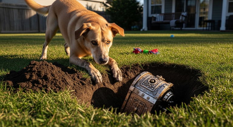 Mein treuer Hund Buddy hat jeden Morgen diesen einen verfluchten Fleck im Garten zerlegt, als gäbe es kein Morgen, bis der Boden endlich nachgab und ein vergrabenes “Skelett im Schrank” offenbarte, das meine gesamte Familiengeschichte eiskalt in den Abgrund riss.