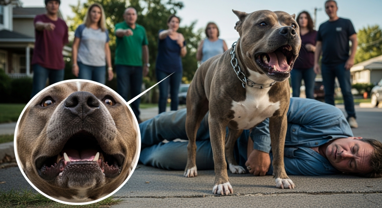 Jeder dachte, dieser aggressive Pitbull würde seinen Besitzer eines Tages in Stücke reißen – aber als der Mann auf der Straße zusammenbricht, enthüllt das absolute “Monster” ein herzzerreißendes Geheimnis, das die ganze verdammte Nachbarschaft zum Weinen bringt!