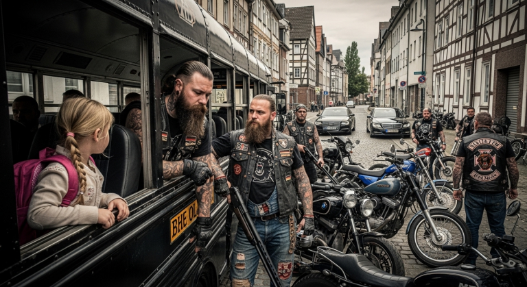 30 knallharte Biker eskortierten 1992 wochenlang einen gelben Schulbus. Die ganze Kleinstadt hielt den Atem an, bis ein geleaktes Kartell-Tape den wahren, blutigen Grund enthüllte. Schnall dich an, diese Story wird dir den Verstand rauben!