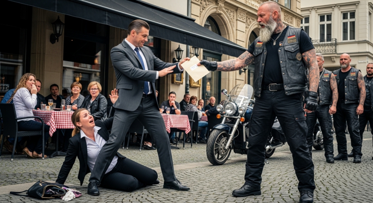 Der arrogante Chef stieß mich gewaltsam zu Boden, zeigte höhnisch auf mich und feuerte mich vor allen Leuten. Ich saß weinend in der brennenden Sonne. Bis das ohrenbetäubende Röhren eines Motorradclubs den Platz erzittern ließ. Der Präsident stieg ab, hob mich sanft hoch und überreichte dem Chef einen Umschlag, der alles veränderte…