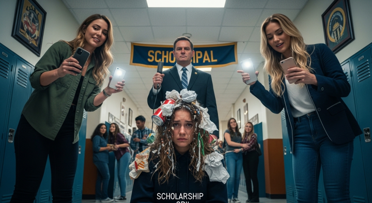 Die arrogantesten Mädchen der Schule kippten einen ganzen Mülleimer über meinen Kopf und machten Fotos für Instagram, weil sie dachten, ich sei nur ein wehrloses “Stipendiaten-Mädchen”. Aber die ohrenbetäubende Stille, als die Rektorin auftauchte und vor der ganzen Schule verriet, wem dieses Gebäude WIRKLICH gehört, hat ihr gesamtes elitäres Leben komplett rasiert!