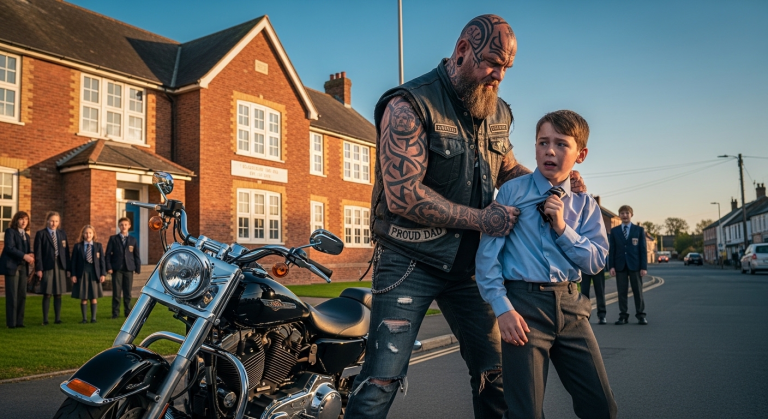 Als dieser furchteinflößende, tätowierte Biker seine Harley vor der Schule parkte und dem schlimmsten Bully an die Gurgel ging, dachten alle, ein Gangster dreht durch. Doch sein wahres Geheimnis ließ der ganzen Stadt die Kinnlade herunterklappen!