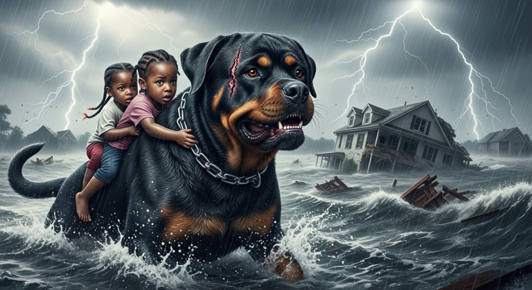 Jeder nannte ihn das furchteinflößende Monster aus der Nachbarschaft und forderte, ihn endgültig wegzusperren, aber als die Hölle losbrach und die tödliche Flut kam, tat dieser verstoßene Rottweiler etwas absolut Unfassbares, das uns alle sprachlos machte!