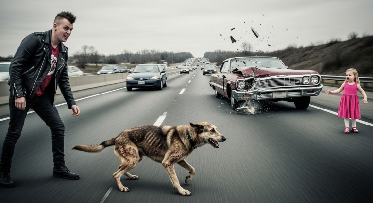 Ein arroganter Punk wirft seinen alten Polizei-Hund wie Müll auf den gnadenlosen Highway, doch als ein Auto außer Kontrolle gerät, zeigt die ausgemusterte Fellnase den echten “Ride or Die”-Spirit und opfert sich für ein fremdes Kind.