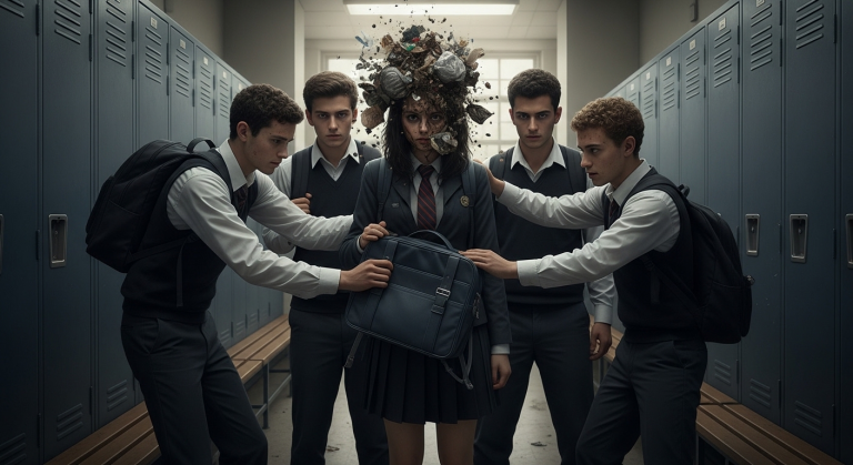 Diese toxischen Highschool-Bullys dachten, sie könnten das weirdo Girl im Locker Room mit Trash komplett zerstören. Aber als sie aufsteht, färben sich ihre Augen pechschwarz – und die verdammten Schatten erwachen zum Leben. Was dann passiert, ist reiner Nightmare-Fuel!
