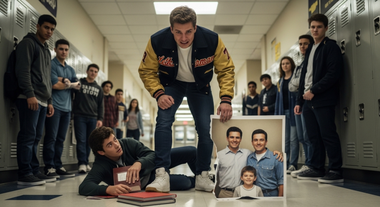 Der arrogante Quarterback dachte, er könnte den stillen Neuen ungestraft zerstören. Doch als eine brutale Schikane völlig eskaliert, enthüllt ein zerrissenes Foto ein düsteres Familiengeheimnis, das den Highschool-König augenblicklich weinend auf die Knie zwingt!