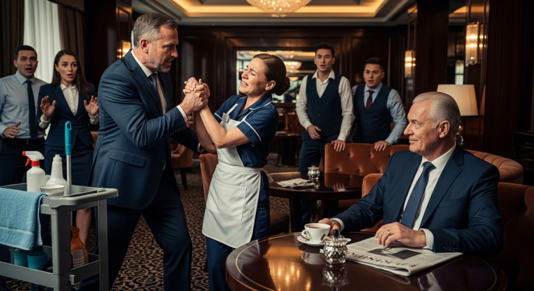 Der arrogante Manager zermalmte die Hand der Putzfrau vor der gesamten VIP-Lounge. Er ahnte nicht, dass der stille CEO am Nebentisch nur auf diesen Fehler gewartet hatte. Was dann passierte, zerstörte sein Leben für immer.