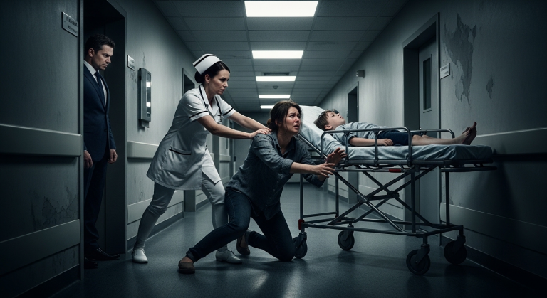 Diese herzlose Nurse stieß eine bettelnde Mutter eiskalt zu Boden und überließ ihr krankes Kind dem Tod. Sie ahnte nicht, dass der mächtige CEO alles mit ansah – seine brachiale Rache sprengte das verdammte System!