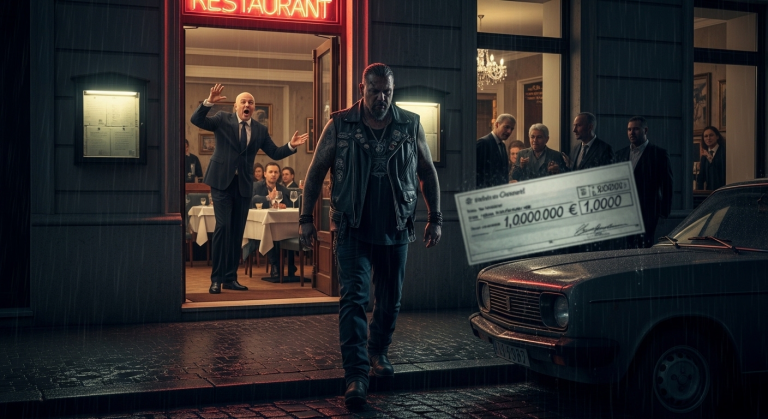 Dieser arrogante Schnösel bespuckte den „dreckigen“ Biker, weil er sich für den King hielt, doch unter der abgerissenen Jacke verbarg sich ein 1-Million-Euro-Wunder für das Waisenhaus, das alle Gäste vor Scham erstarren ließ.