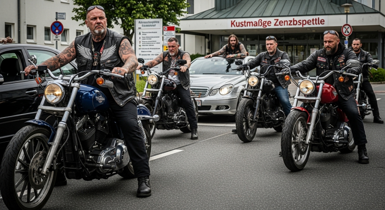 Die herzlosen Söhne stießen ihren kranken, weinenden Vater brutal aus dem Auto vor der Notaufnahme und riefen: “Wir sind fertig mit dir!” Der alte Mann fiel hart auf den nassen Asphalt und streckte flehend die Hände aus. Eine Horde von Rockern, die gerade vorbeifuhr, hielt sofort an und umzingelte das Auto…