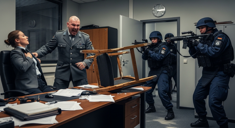 Mit einem gewaltigen Tritt warf der wütende Soldat den Schreibtisch der neuen weiblichen Hauptmanns um. „Wir lassen uns nicht von einem kleinen Mädchen befehligen!“, brüllte er und drängte sie bedrohlich in die Ecke. Sie zitterte, als sich plötzlich die Tür öffnete und ein Trupp bewaffneter Militärpolizisten stürmte den Raum. Wer hatte sie gerufen?