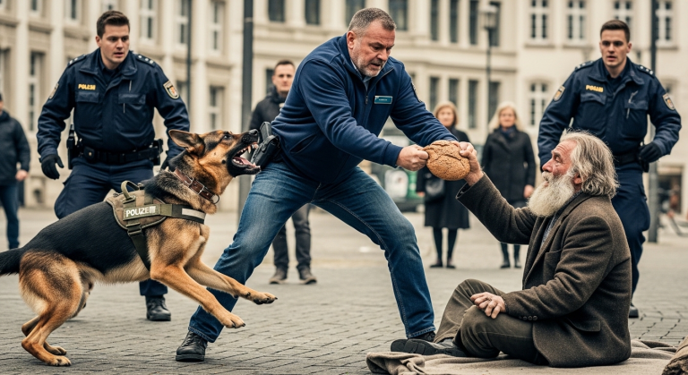 Der arrogante Supermarktleiter riss dem obdachlosen, alten Kriegsveteranen sein letztes Brot aus der Hand und stieß ihn in eine Pfütze. „Verschwinde, Penner!“, brüllte er. Ein ehemaliger Armee-Schäferhund fletschte die Zähne, sprang den Filialleiter an, beschützte den weinenden Greis und zwang die Polizei, ein altes, vergessenes Geheimnis des Veterans zu lüften.