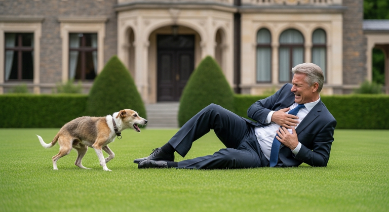 Wenn ich dich noch einmal in meinem Garten sehe, vergifte ich dich!“, drohte der reiche Nachbar und trat dem hinkenden Hund hart in die Seite. Wenige Stunden später erlitt der Mann im Garten einen Herzinfarkt und brach zusammen; es war genau dieser Hund, der über den Zaun sprang und so lange lautstark bellte, bis Hilfe eintraf.