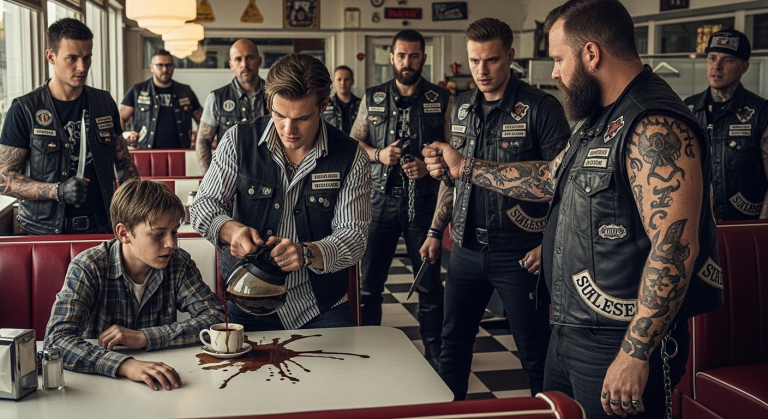 Lachend schütteten die reichen Schnösel ihren heißen Kaffee über den zitternden, hungrigen Waisenjungen, der nur nach Essensresten gesucht hatte. Er kauerte sich weinend auf den dreckigen Restaurantboden. Plötzlich flog die Eingangstür krachend auf und der berüchtigtste Motorradclub der Stadt marschierte mit finsteren Mienen herein. Der Anführer zeigte direkt auf die Peiniger. Was dann geschah, sprengt jede Vorstellungskraft…