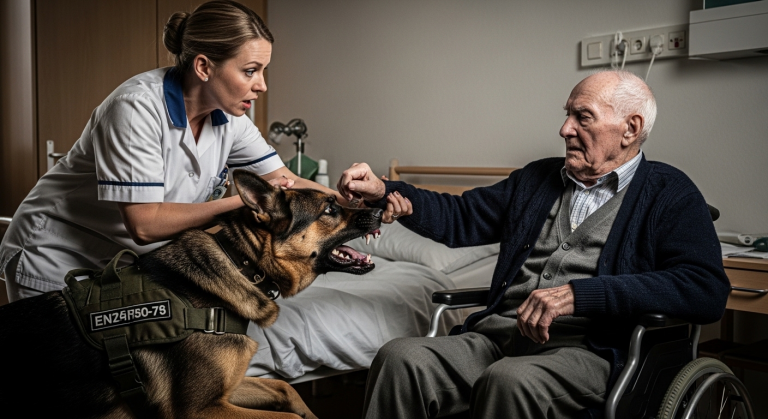 Die grausame Krankenschwester schlug dem alten, im Rollstuhl sitzenden Soldaten hart ins Gesicht und stieß ihn auf den kalten Krankenhausflur. Sie ahnte nicht, dass sein treuer Militärhund, ein massiver Schäferhund, alles beobachtete. Mit einem rasenden Knurren stürzte sich das Tier auf sie – das Ende dieser Überwachungskamera-Aufnahme rührt zu Tränen.
