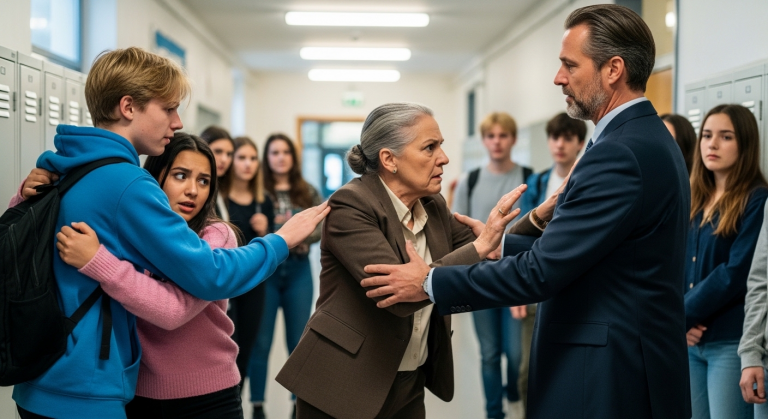 Die Vertretungslehrerin zerrte zwei Schüler auf dem Flur gewaltsam auseinander, drückte den einen gegen die Spinde und nannte ihre Umarmung ekelhaft. Sie rechnete nicht damit, dass der strenge Direktor plötzlich hinter ihr stand, die Hand des weinenden Jungen nahm und mit bebender Stimme seine eigene Liebesgeschichte erzählte.