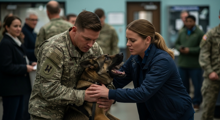 Ohne Gnade trat der Leutnant nach dem blutenden Militärhund in der Tierklinik. Als ich mich schützend über das wimmernde Tier warf, schlug er mir mit voller Wucht ins Gesicht. Mein Mund schmeckte nach Blut. Doch als der Leutnant seine Waffe zog, passierte etwas Unglaubliches, das ihn panisch rückwärts stolpern ließ…