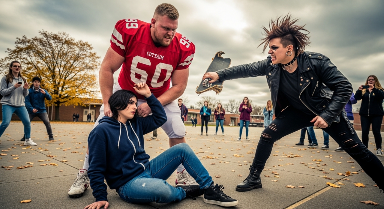 Auf dem Schulhof drückte der muskulöse Kapitän das Gesicht des Trans-Schülers brutal in den Dreck: „Du wirst niemals ein echter Mann sein!“ Der Junge blutete stark, bis der gefürchtete Schultyrann der gegnerischen Gang einschritt, den Kapitän am Hals packte und fast erwürgte. Warum beschützte der gefährlichste Junge der Schule ausgerechnet ihn?