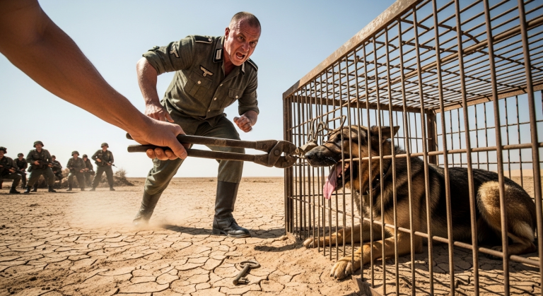 Bei vierzig Grad Hitze sperrte der sadistische Leutnant den ausgemusterten Sprengstoffspürhund in einen engen Metallkäfig und warf den Schlüssel weg. Das Tier heulte vor Schmerz. Ohne nachzudenken, griff ich nach einem schweren Bolzenschneider und zerstörte das Schloss. Der Leutnant rannte brüllend auf mich zu, doch dann passierte das Unfassbare.