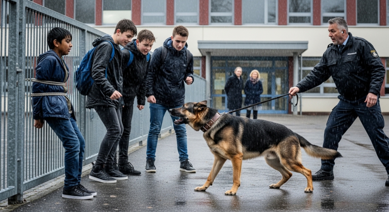 Sie fesselten den indischen Jungen an den Zaun des Schulhofs, mitten im eiskalten Platzregen, und spuckten ihn verächtlich an. Die Lehrer schauten einfach weg. Da riss sich plötzlich der pensionierte Polizeihund eines vorbeigehenden Wachmanns los, stellte sich knurrend vor den zitternden Schüler und fletschte die Zähne. Niemand wagte es, sich zu bewegen..