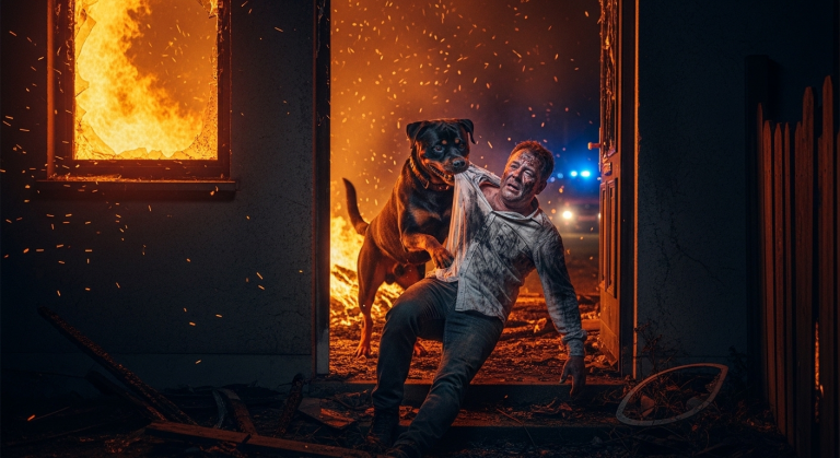 Der grausame Nachbar warf Gift über den Zaun und brüllte: “Verrecke, du Monster!” Er hasste meinen Rottweiler. Doch als in derselben Nacht sein eigenes Haus in Flammen aufging und niemand seine Schreie hörte, zerschmetterte genau dieser Hund die brennende Tür, um ihn herauszuschleifen…