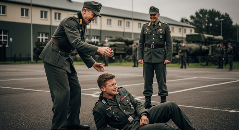 Er warf mir die Orden meines toten Bruders lachend ins Gesicht, während ich weinend auf dem kalten Beton der Kaserne in Munster zusammenbrach. Der Hauptmann behauptete, es war ein tragischer Trainingsunfall im Schwarzwald. Aber als ich das versteckte Tagebuch meines Bruders fand, begriff ich mit Entsetzen: Der wahre Mörder trug dieselbe Uniform und stand direkt vor mir.