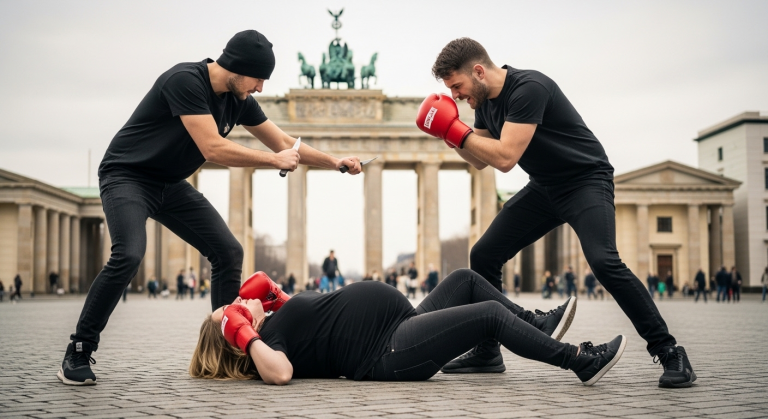 Ich bin eine schwangere Frau aus Berlin, die am Brandenburger Tor von einem bewaffneten Räuber brutal überfallen wurde. Er hielt mir ein Messer an den Hals, schlug mir 3 Mal ins Gesicht und stieß mich auf den harten Asphalt – Mein treuer Boxer riskierte sein eigenes Leben und fing einen tödlichen Schlag ab, um mich und mein Kind zu retten.