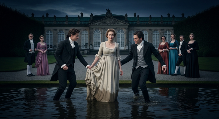 Mein arroganter Ex-Verlobter führte mich in den nächtlichen Gärten von Schloss Sanssouci vor seinen reichen Freunden vor. Er riss mir das Kleid auf, schubste mich brutal in den schlammigen Brunnen und ließ mich 2 Stunden frieren… Aber der unheimliche Gärtner, der mich befreite, hatte in seinem versteckten Schuppen einen riesigen Schrein aus meinen heimlich abgeschnittenen Haaren gebaut.