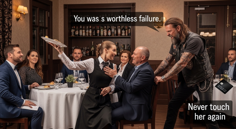 Er dachte, sein fettes Bankkonto macht ihn zum King, als er die junge Kellnerin vor allen demütigte, doch dieser staubige Biker lieferte den ultimativen Plot-Twist, zückte die Black Card und kaufte den verdammten Laden einfach bar auf die Kralle.
