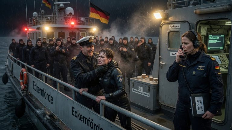 Als einzige Kampfschwimmerin unter 30 Männern im Marinestützpunkt Eckernförde durchlitt ich die absolute Hölle. Der arrogante Kommandant drückte mich brutal an die eiskalte Reling, lachte dreckig und zischte, ich sei nur als hübsches Maskottchen für die Presse hier… Doch er ahnte nicht, dass eine geheime MAD-Ermittlerin als Funkerin getarnt an Bord war und seine Karriere noch heute Nacht beenden wird.
