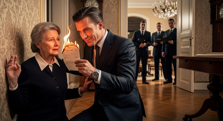 DER ARROGANTE ERBE FELIX GANNTE WÜTEND, SCHUBSTE SEINE KNIENDE MUTTER GEGEN DIE WAND UND VERBRANNTE IHRE RENTENPAPIERE – ABER 3 GERICHTSVOLLZIEHER WARTETEN BEREITS IM NEBENZIMMER DER MÜNCHNER VILLA.