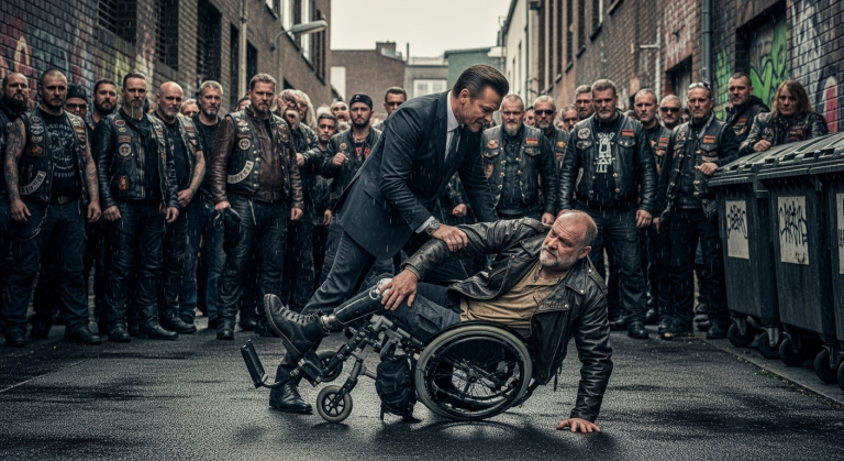 DER ARROGANTE MILLIARDÄR STIEß DEN KRIEGSVETERANEN KARL IN BOCHUM AUS DEM ROLLSTUHL UND ZEIGTE KEINE GNADE, WEIL ER IHN ANWIDERTE… WIE 40 GRIMMIGE BIKER IHM DAS HANDWERK LEGTEN, LÄSST DAS INTERNET BEBEN!