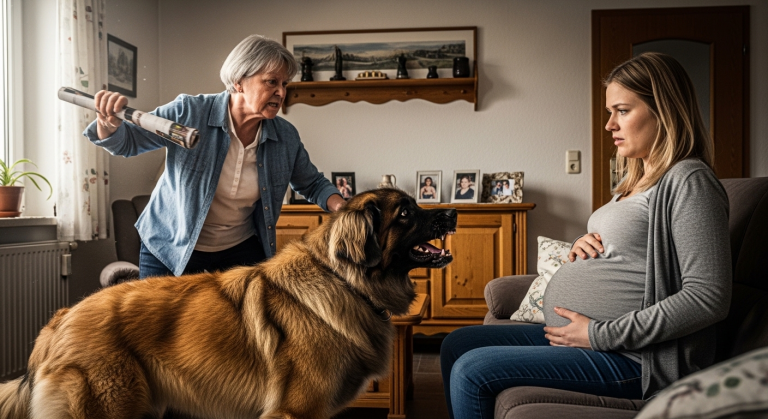 DIE WÜTENDE SCHWIEGERMUTTER HERRMANN SCHLUG GNADENLOS AUF DEN 6-JÄHRIGEN LEONBERGER EIN, WEIL ER SICH KNURREND VOR DIE SCHWANGERE KLAUDIA STELLTE… DER WAHRE GRUND, WARUM DER HUND IHREN BAUCH VERTEIDIGTE, TREIBT JEDEN ZU TRÄNEN!