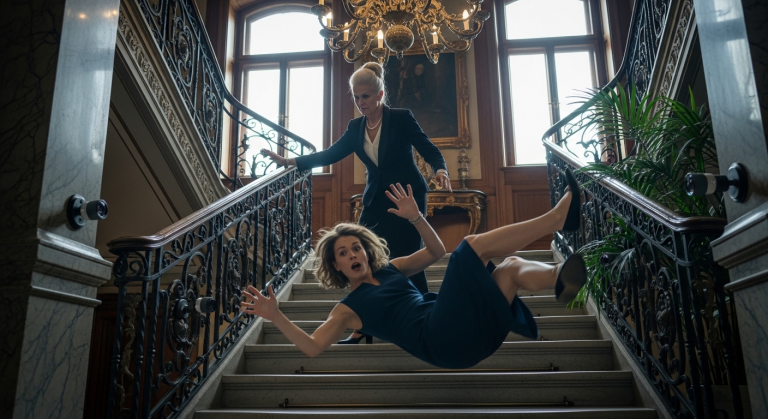 MEINE SCHWIEGERMUTTER SCHUBSTE MICH GEWALTSAM DIE TREPPE HINUNTER IN UNSERER VILLA IN FRANKFURT, UM MICH LOSZUWERDEN UND DAS ERBE ZU STEHLEN – SIE WUSSTE JEDOCH NICHT, DASS MEINE 4 VERSTECKTEN KAMERAS ALLES AUFGEZEICHNET HATTEN FÜR DAS GERICHT.