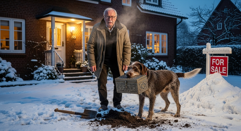 MAN SCHLOSS DEN 79-JÄHRIGEN HAMBURGER SAMT SEINEM HUND BEI MINUS 2 GRAD AUS SEINEM EIGENEN HAUS AUS, UM IHN ZUM VERKAUF ZU ZWINGEN… DOCH WAS DER ALTE HUND IM GARTEN AUSGRUB, DREHTE DAS BLATT AUF SCHOCKIERENDE WEISE.