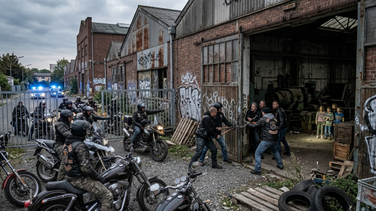Verlassene Fabrik in Frankfurt: Dutzende Biker stürmen ein Horror-Gebäude, um das Schlimmste zu verhindern! Was sie hinter den verschlossenen Türen fanden, lässt dir das Blut in den Adern gefrieren.