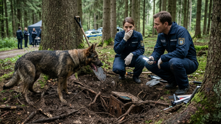 Mein Hund wühlte drei Nächte lang wie von Sinnen im bayerischen Waldboden. Was er dort fand, ließ selbst die hartgesottenen Forensiker komplett erstarren.