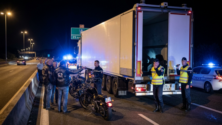 Nachts auf der A9: Biker-Gang stoppt Horror-LKW – Was beim Öffnen der Türen ans Licht kam, lässt selbst harte Cops zusammenbrechen!