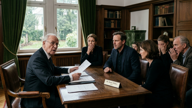 Schock bei der Testamentseröffnung in Stuttgart! Der Notar nannte plötzlich einen Erben, den es gar nicht geben dürfte. Ein eiskaltes Familiengeheimnis bricht auf…