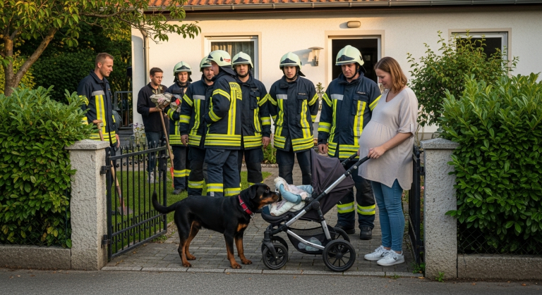 DER GEMEINE NACHBAR HERR MÜLLER SCHÜTTETE EISWASSER AUF MEINEN ROTTWEILER UND SCHRIE IHN AN, WEIL ER IN SEINEM GARTEN STAND… DOCH WAS DIESER HUND 3 STUNDEN SPÄTER FÜR SEINE HOCHSCHWANGERE TOCHTER TAT, LIEß DIE GESAMTE FEUERWEHR IN TRÄNEN AUSBRECHEN.