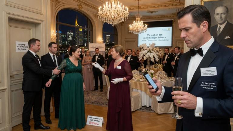 Sie nannten meine schwangere Frau eine „Bettlerin“ und warfen sie aus dem Frankfurter Gala-Dinner — doch niemand wusste, dass ich der einzige Erbe des Konzerns war, den sie retten wollten.